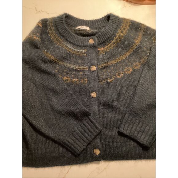 Old Navy Navy Fair Isle Cardigan Sweater Sz 2XL Button Down - Picture 3 of 9